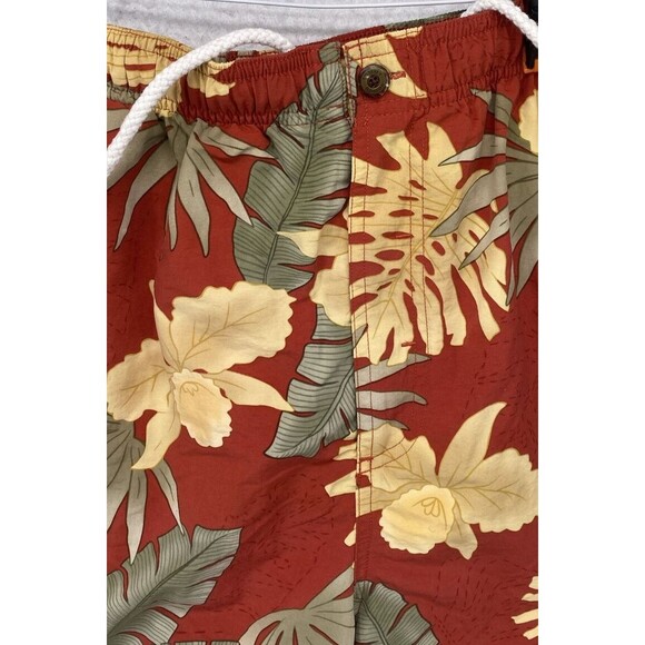 Tommy Bahama Shorts Mens Size XL Orange Floral Swim Trunks Mesh Lining Travel - Picture 3 of 14